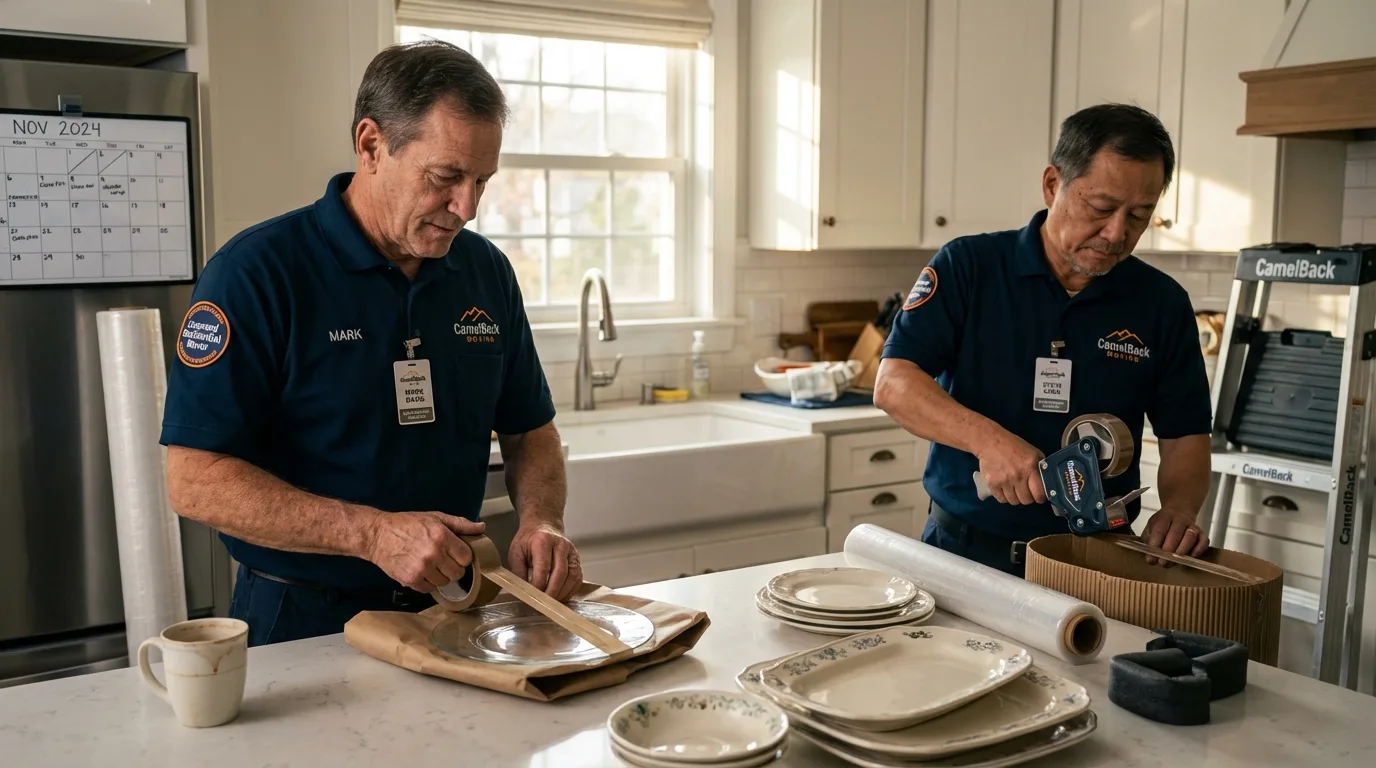 Professional crew packing kitchen dishware in Arvin, CA